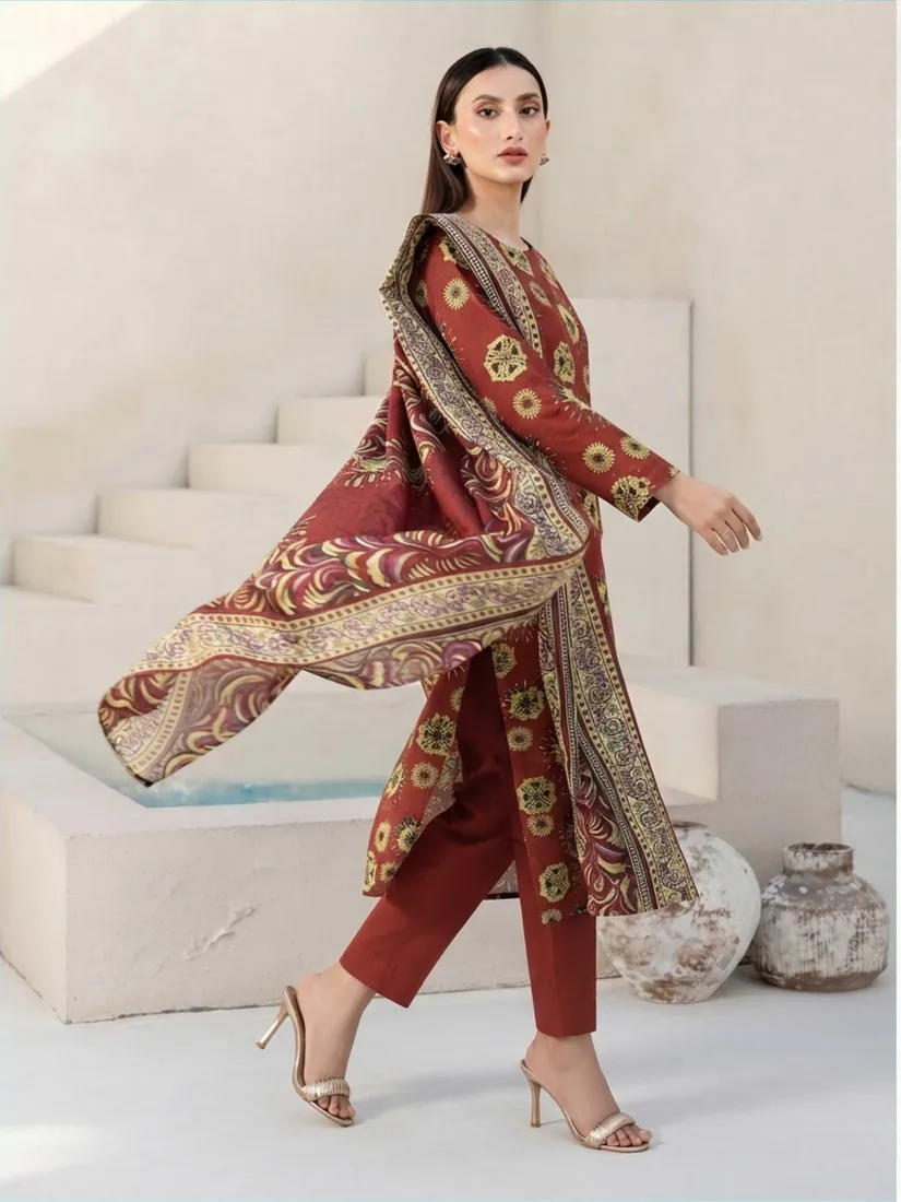 Rust Brown Printed Marina 3-Piece Winter Collection - image 2