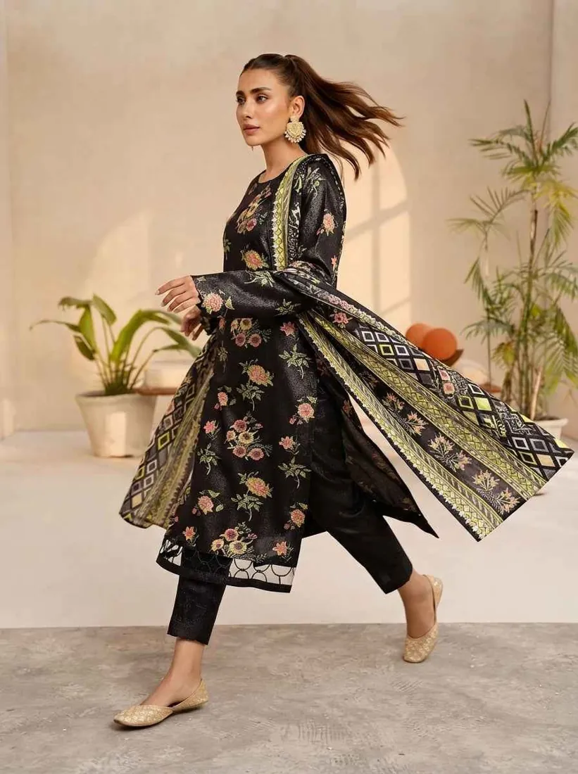 Black Printed Marina 3-Piece Winter Collection - image 2