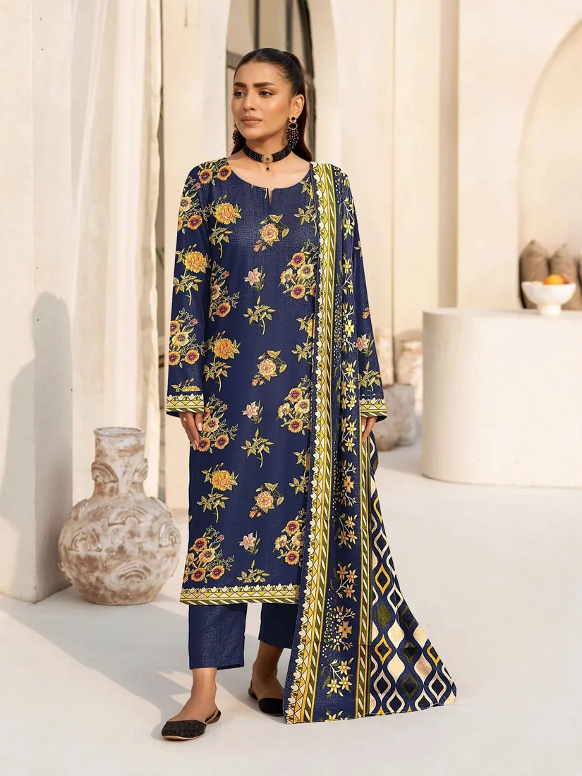 Navy Blue Printed Marina 3-Piece Winter Collection - image 1