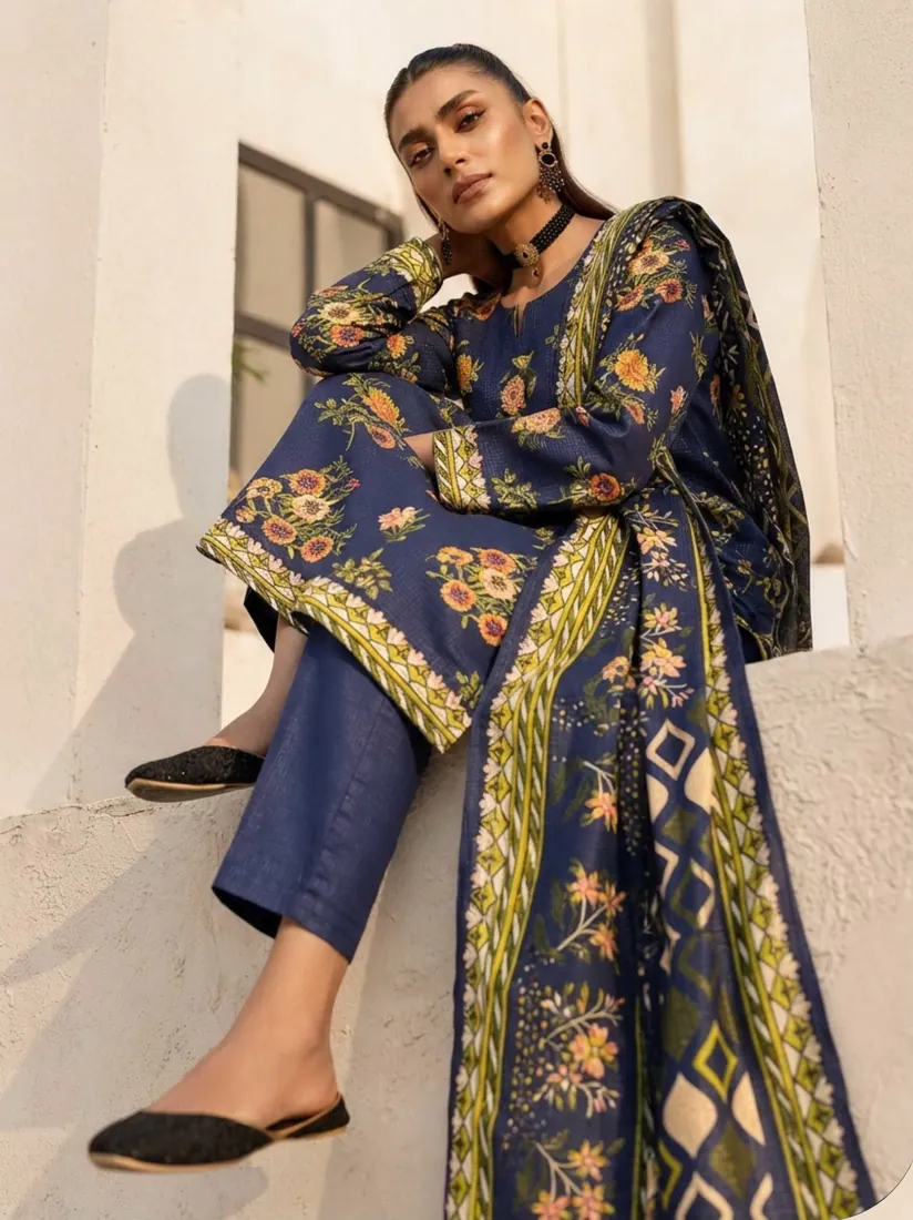 Navy Blue Printed Marina 3-Piece Winter Collection - image 2