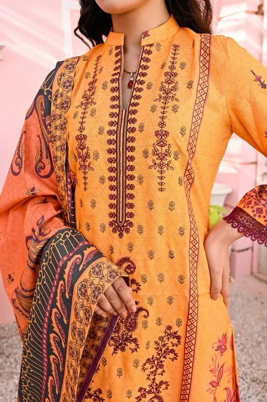 Mustard Embroidered Printed Dhanak Wool 3-Piece Winter Collection - image 2
