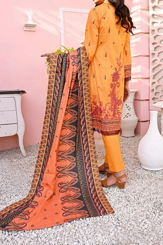 Mustard Embroidered Printed Dhanak Wool 3-Piece Winter Collection - image 4
