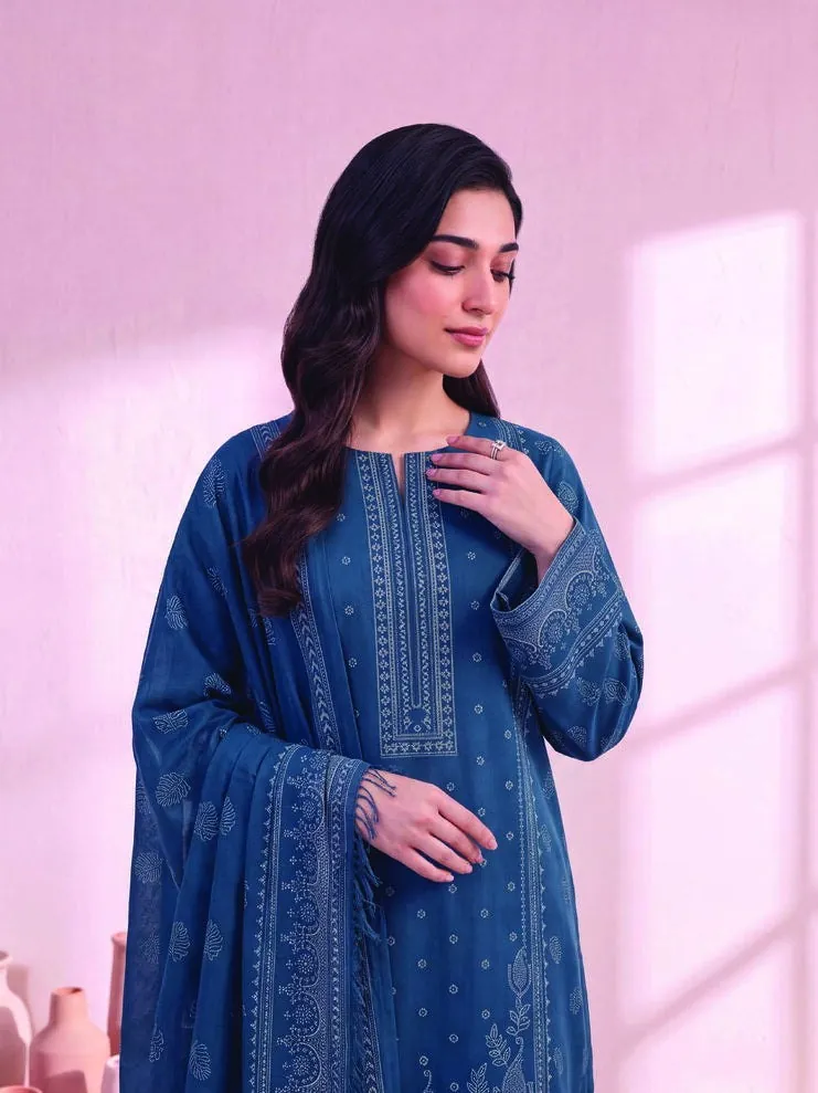 Blue Printed Linen 3-Piece Winter Collection - image 6