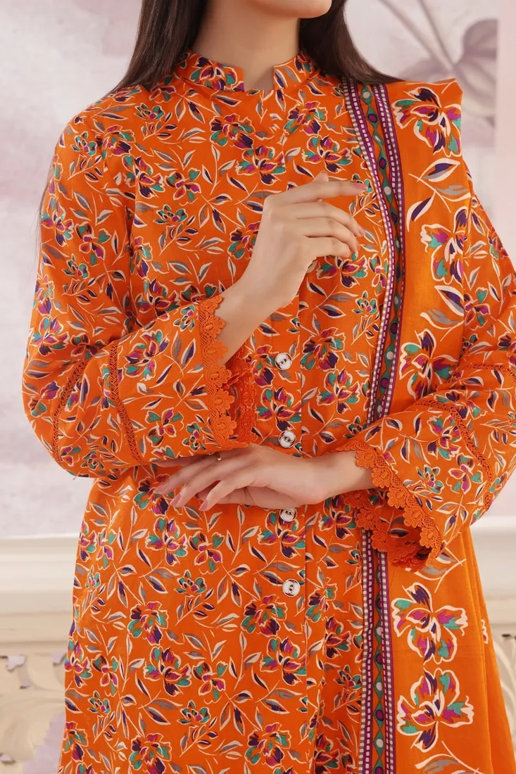 Orange Printed Cambric 3-Piece Winter Collection - image 2