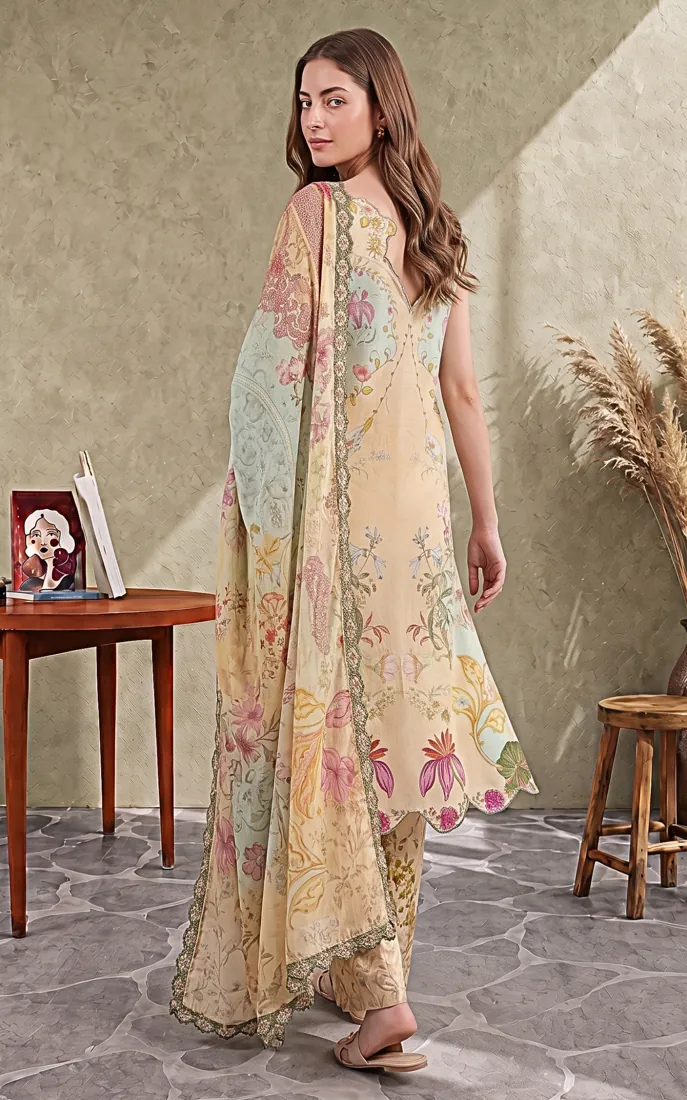 Beige Printed Cambric 3-Piece Winter Collection - image 2