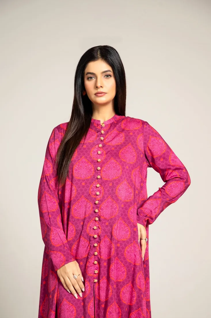 Pink Printed Linen 2-Piece Winter Collection - image 4
