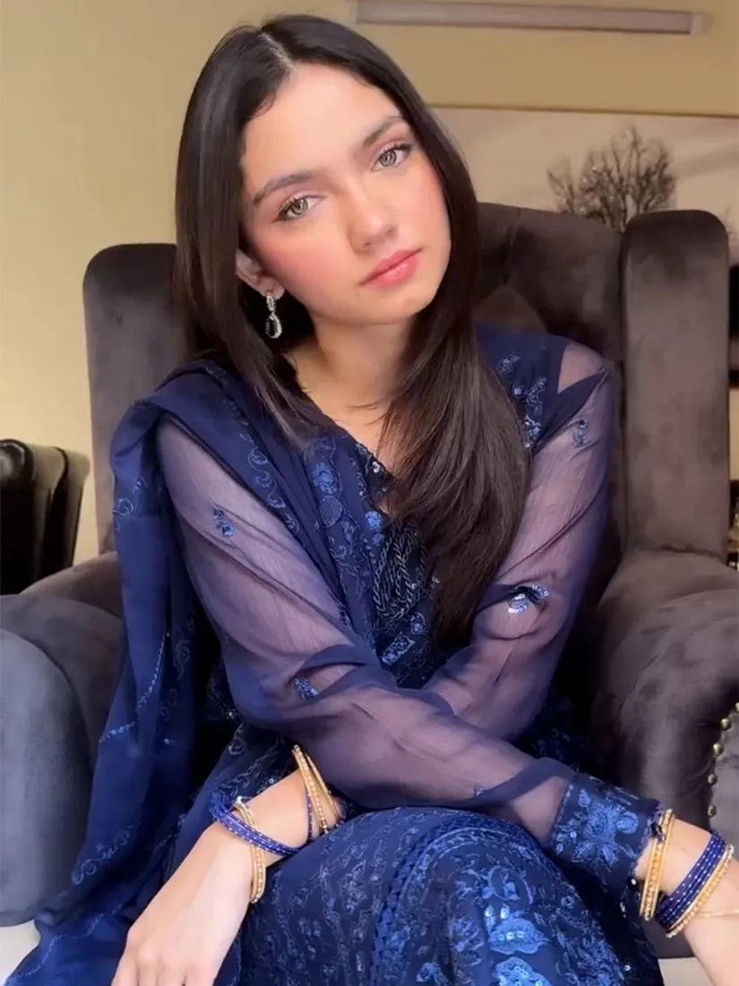 Royal Blue Embroidered Chiffon 3-Piece Festive Collection - image 5
