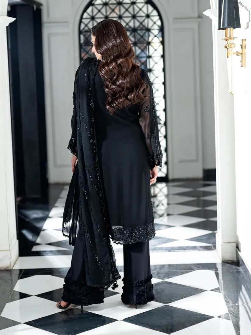 Black Embroidered Chiffon 3-Piece Festive Collection - image 2