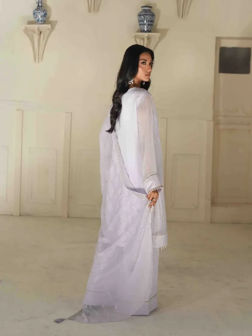 Light Purple Embroidered Printed Chiffon 3-Piece Festive Collection - image 2