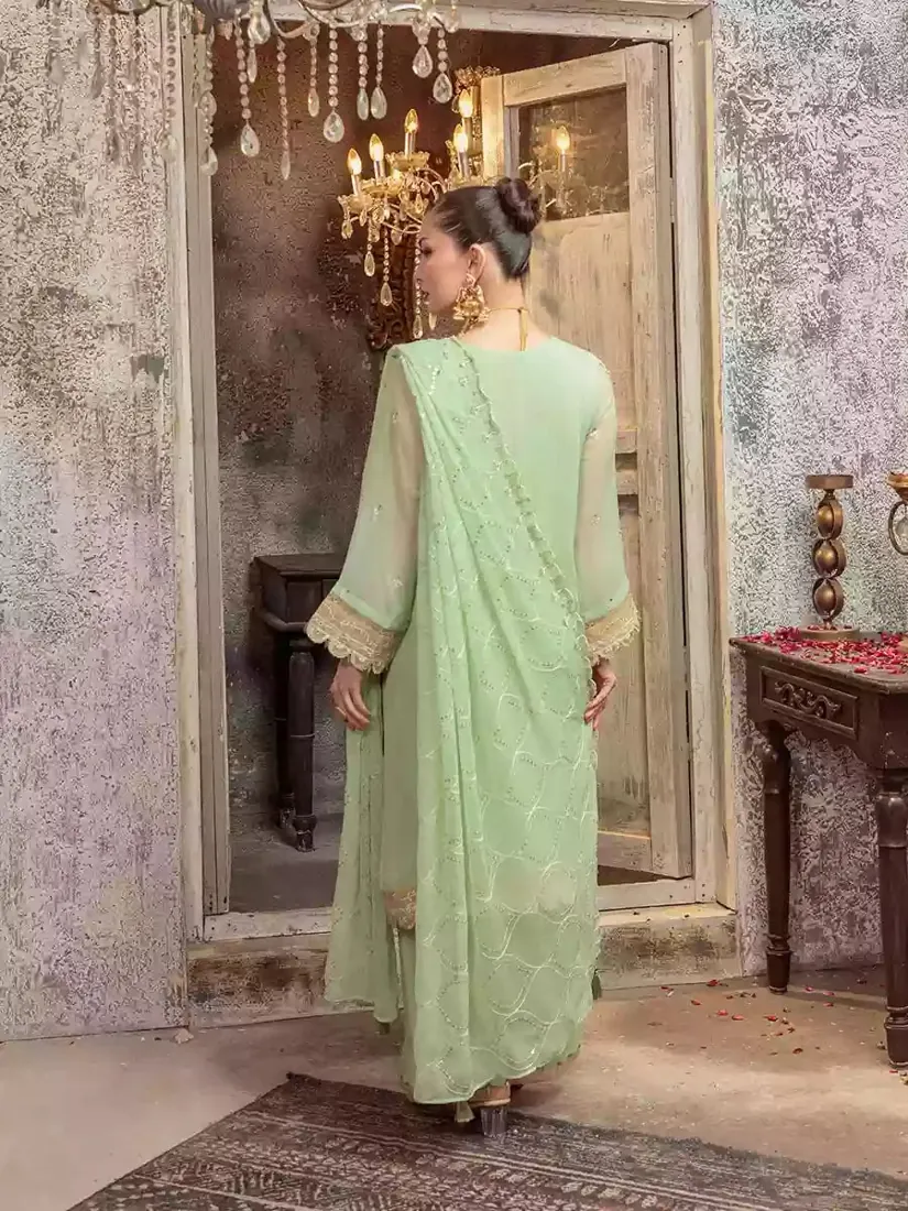 Light Pistachio Embroidered Chiffon 3-Piece Festive Collection - image 2