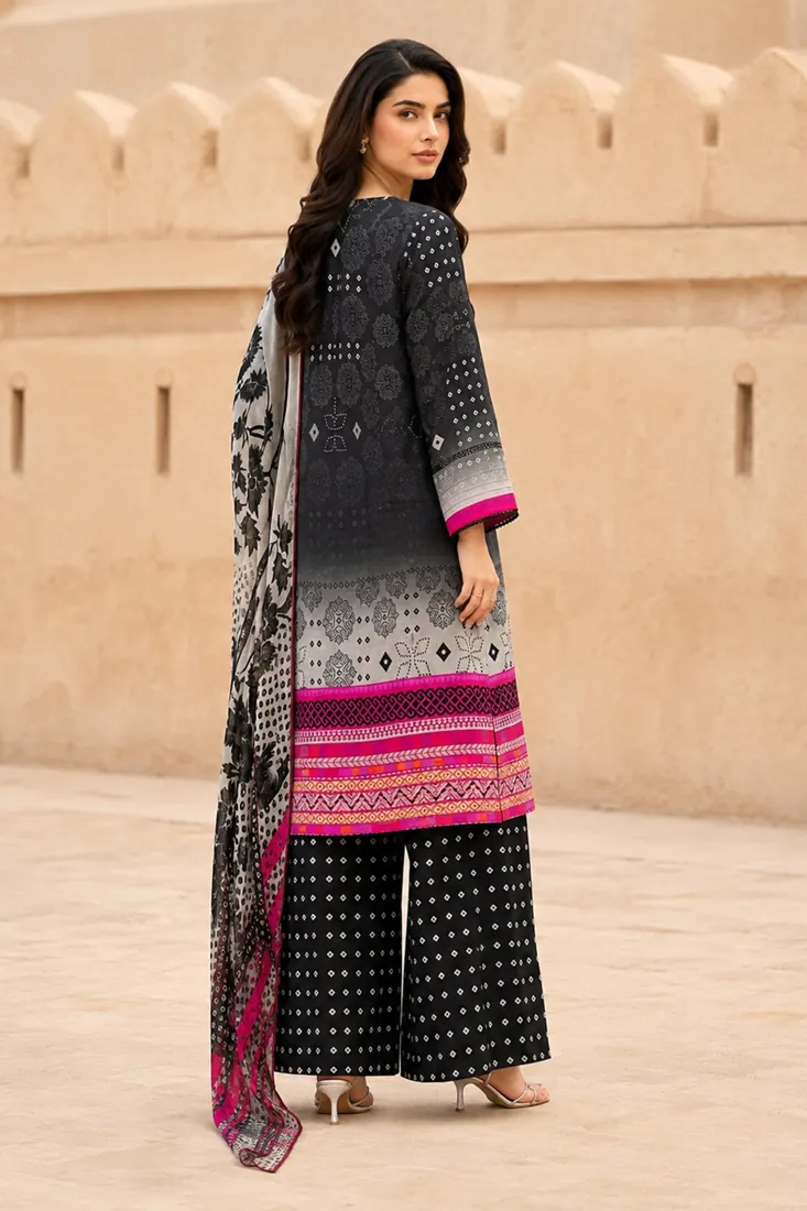 Black Printed Lawn 3-Piece Suit - image 4