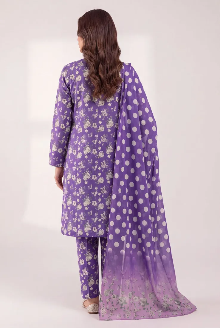 Purple Printed Lawn 3-Piece Suit - image 4