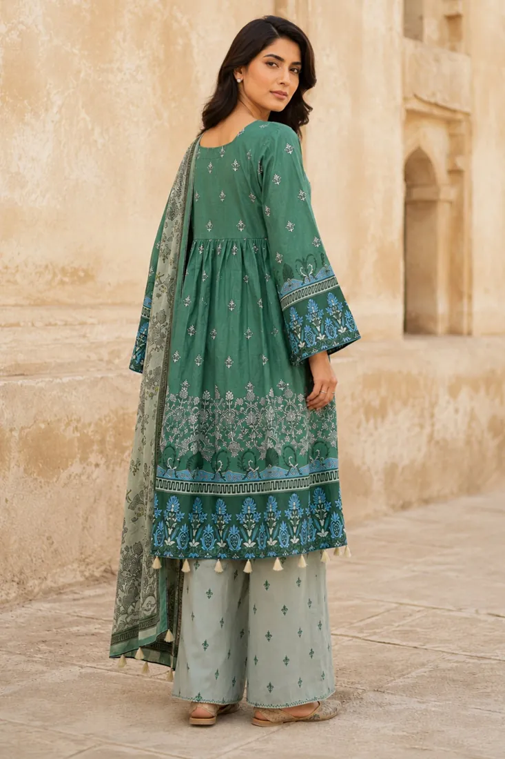 Green Printed Lawn 3-Piece Suit - image 4